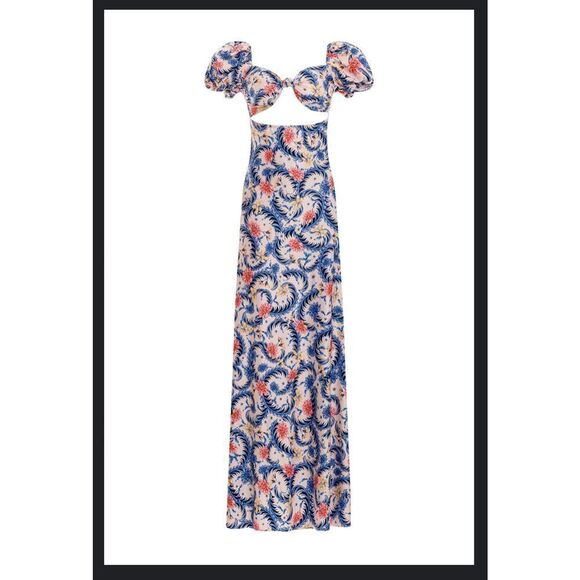 Agua Bendita Blue and Pink Floral Maxi Dress - Picture 3 of 13